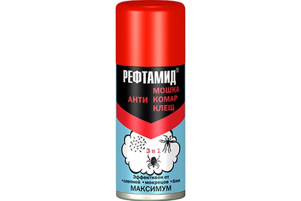 Аэрозоль Рефтамид Максимум (универс.) 100мл. от комаров,клещей,мошек к-15