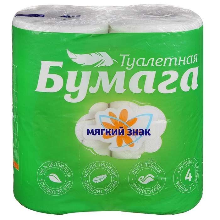 Бум.туалетная 2сл.Буква (1уп-4шт) к-24